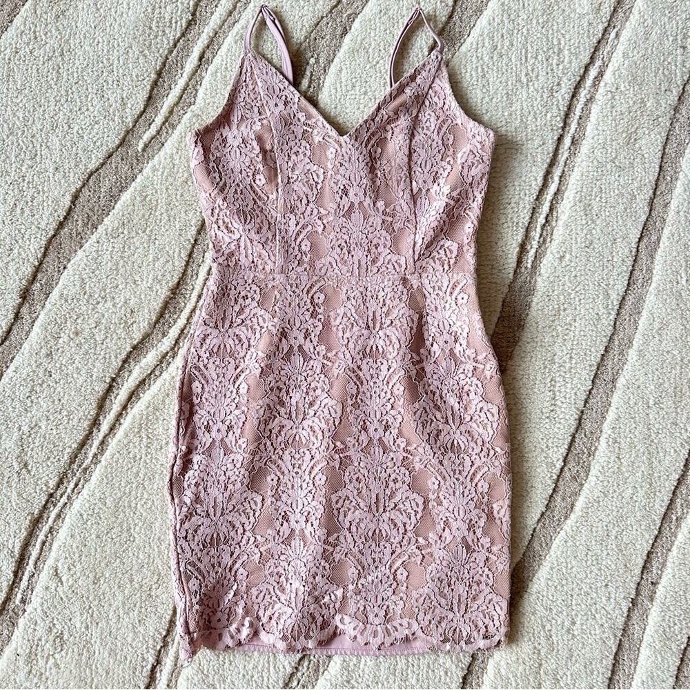 Charlotte Russe Lace Slip Dress in Light Pink
